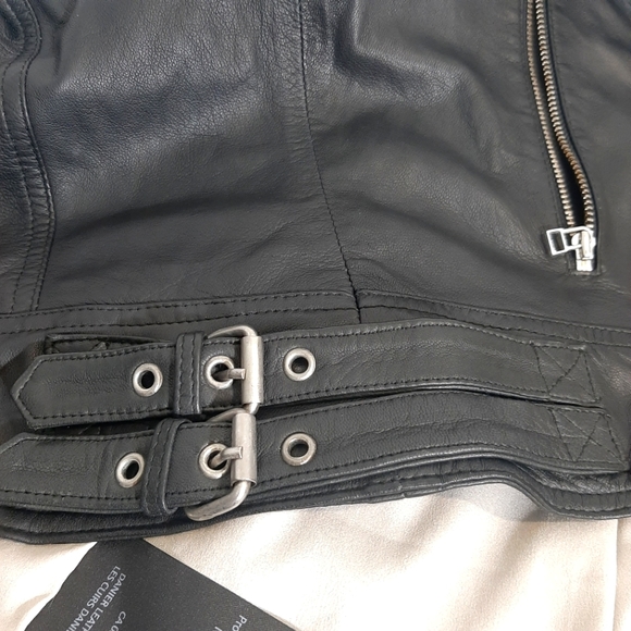 HOT TREND!! Barely worn DANIER BIKER/MILITARY LEATHER JACKET Black Size S - Picture 8 of 16